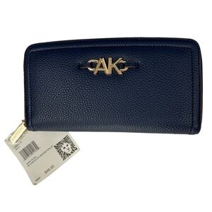 Anne Klein Navy Curved Zip Around Wallet